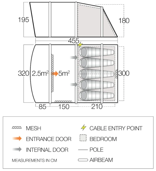 Vango Avington Flow Air 500 Airbeam Tent 2022 4 Vango Avington Flow Air 500 Airbeam Tent 2022 - Image 2