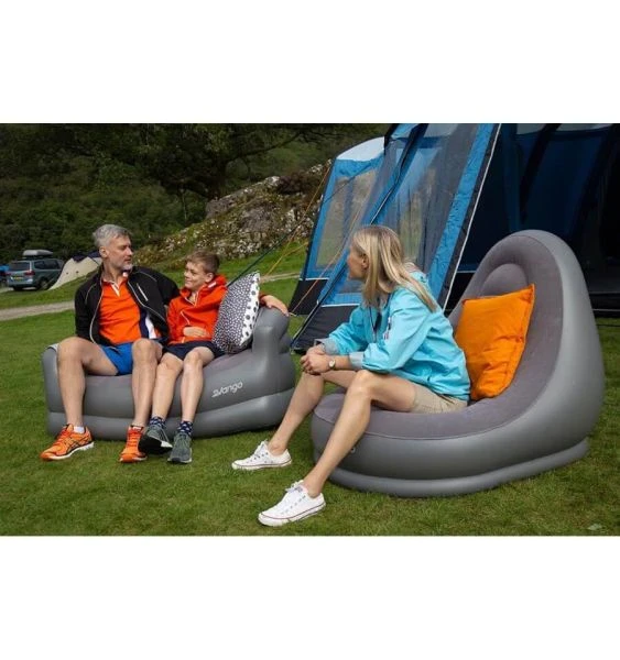 Vango Inflatable Flocked Sofa - Grey 6 Vango Inflatable Flocked Sofa - Grey - Image 4