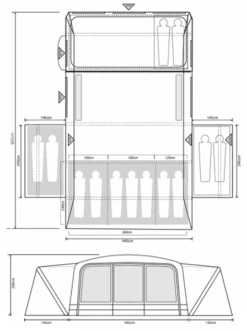 Outdoor Revolution Kalahari PC 9.0 DSE Tent 2022 -Attwoolls Outdoors kalahari 9.0 dse dimensions 1