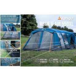 Vango Rome II Air 550XL Airbeam Tent 2023 (Incl. Footprint) -Attwoolls Outdoors rome ii air 550xl 2